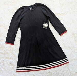 NWT JH Black Knit Sweater Dress W/Contrast Stripe Hems Size Medium